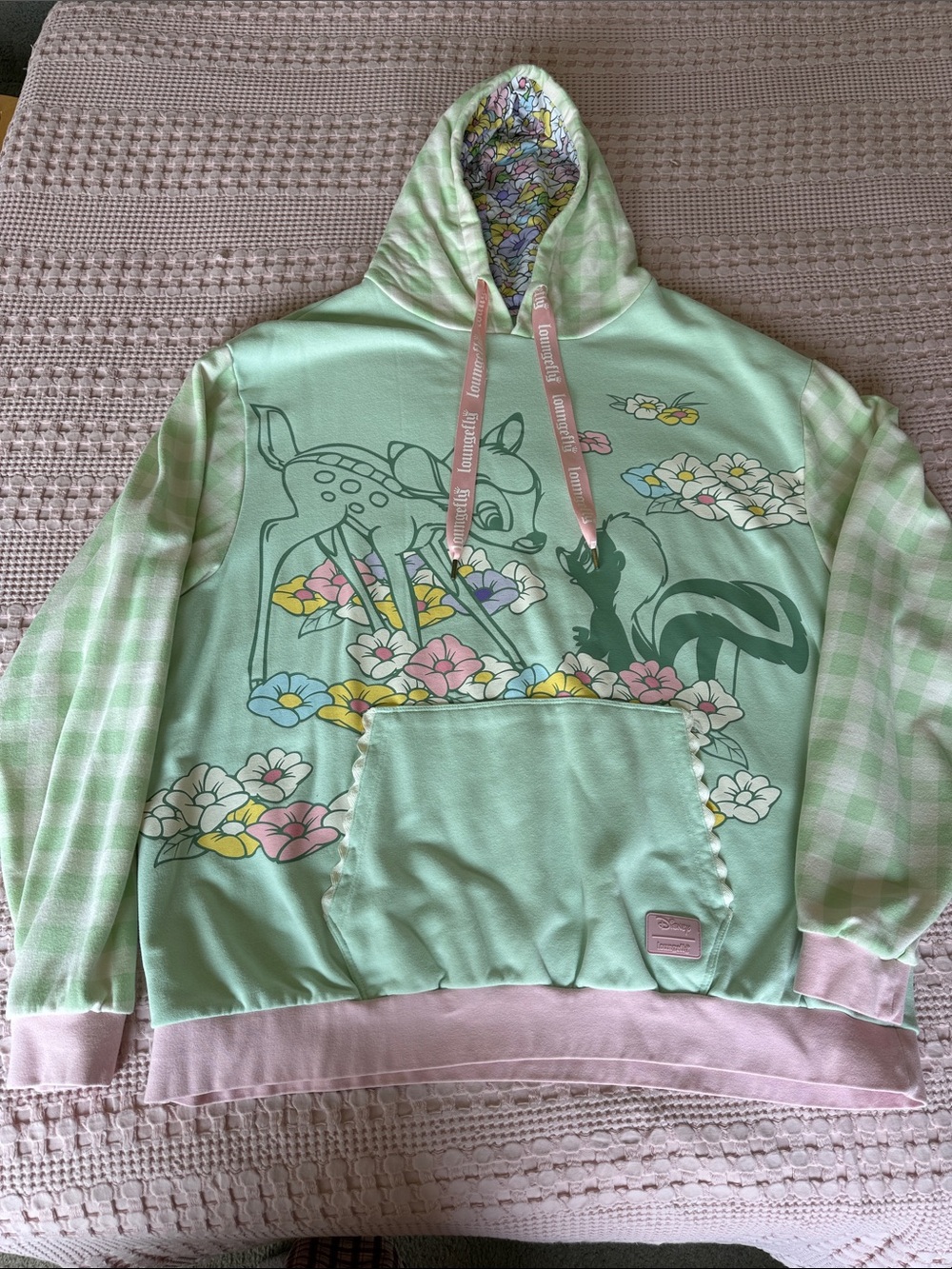 Loungefly Mint Green Bambi & Flower Pullover Hoodie Disney 3x